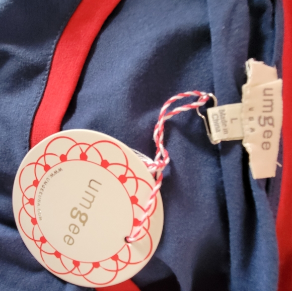Umgee shirt red navy color block hi low large - Picture 5 of 7